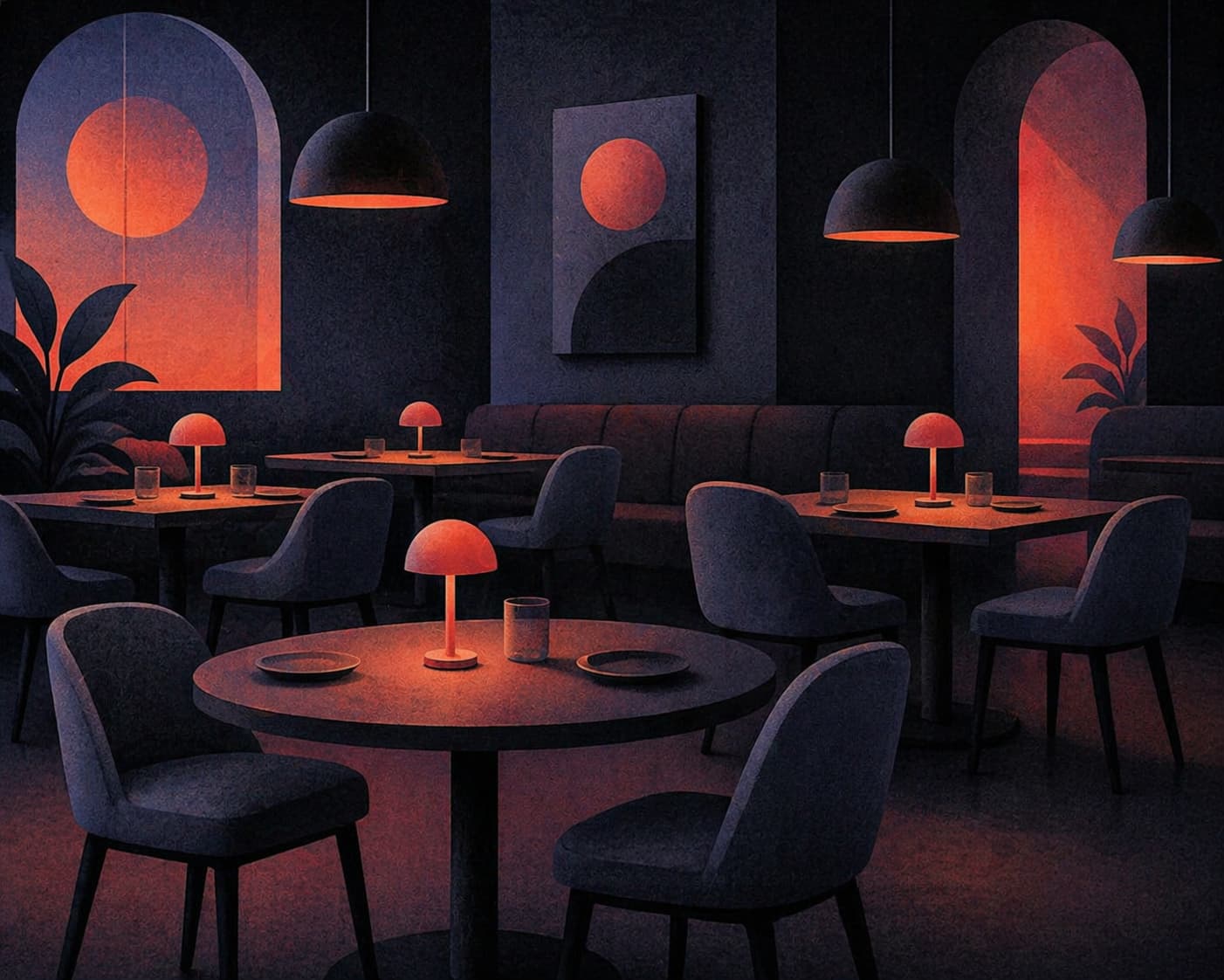 Volles Restaurant am Abend